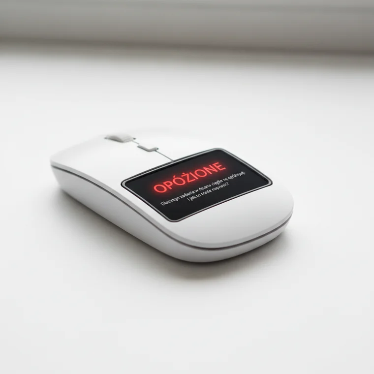 Zespół analizujący opóźnione zadania w Asanie na ekranie, omawiający przyczyny spóźnień i sposoby trwale naprawić terminy w projektach