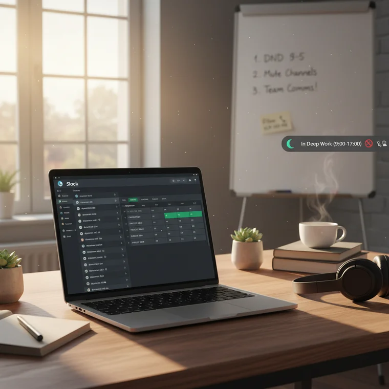 Zespół ustala zasady korzystania ze Slacka, planuje godziny głębokiej pracy i sposoby ograniczania powiadomień w ciągu dnia