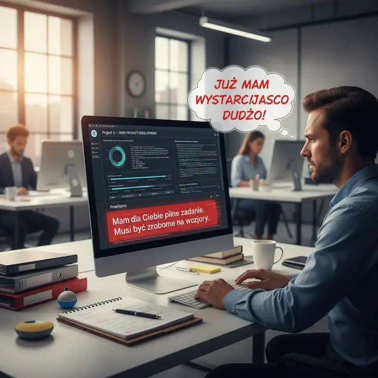 Zespół w sali konferencyjnej porządkujący listę projektów, ustalający priorytety i decydujący kiedy odmawiać zadaniom o niskiej wartości